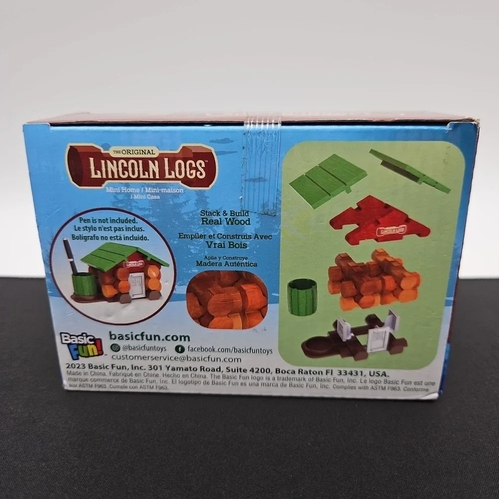 Original Lincoln Logs Mini Home 27 PC Building Set Mini‎ Classics Real Wood Logs